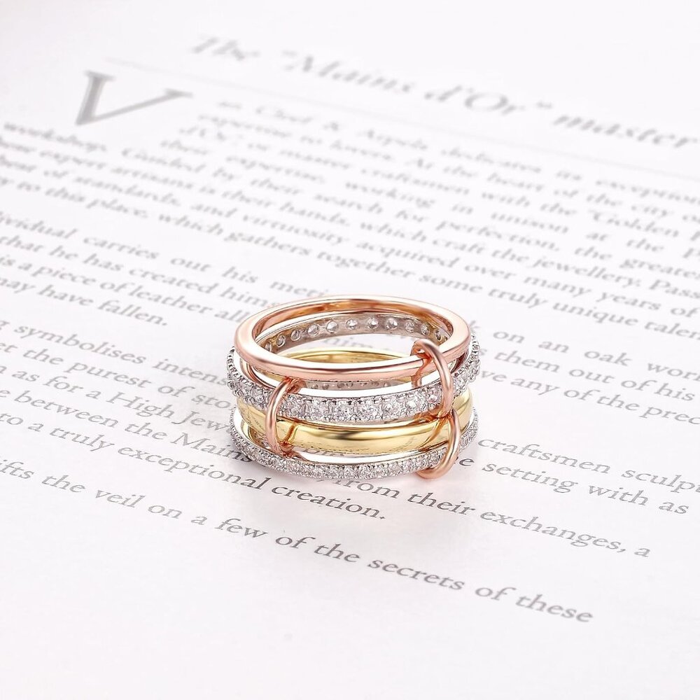 Trendy 18k Gold Plated Stackable Rings Set - Non … - image 6